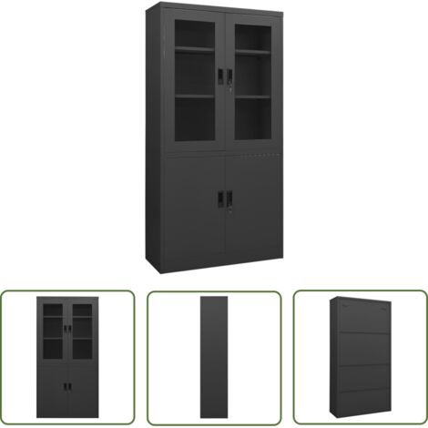Armoire de bureau Anthracite 90x40x180 Acier