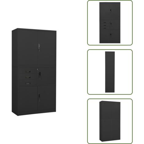 Armoire de bureau Anthracite 90x40x180 cm Acier - Meuble De Bureau - Armoire De Rangement - Classeur - Armoire Métallique - Organisation De Bureau