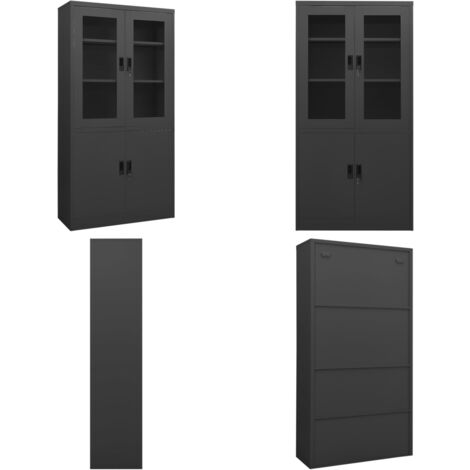 Armoire de bureau Anthracite 90x40x180 cm Acier - Meuble De Classement - Armoire De Bureau - Armoire Métallique - Rangement Documents - Organisation Bureau - Home & Living