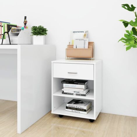 Armoire de bureau, Armoire à roulettes Blanc 46x36x59 cm Bois d'ingénierie WFE730826 DESIGN IN