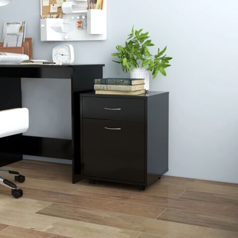 Armoire de bureau, Armoire à roulettes Noir 45x38x54 cm Bois d’ingénierie WFE322682 DESIGN IN