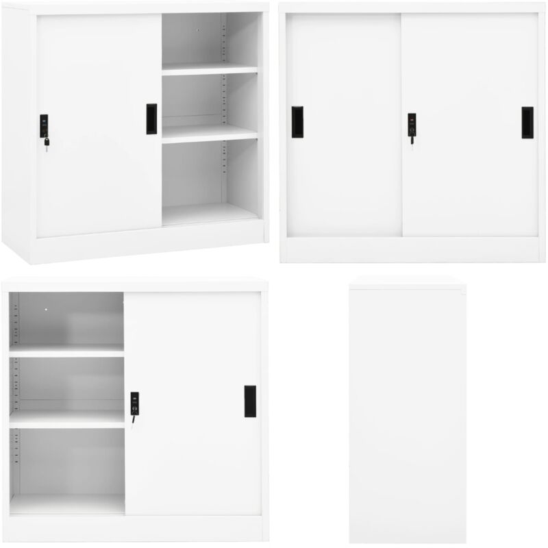 Vidaxl - Armoire de bureau avec porte coulissante Blanc 90x40x90cm Acier - Armoire De Bureau - Meuble De Rangement - Classeur - Armoire Métallique