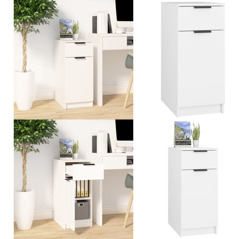 Armoire de bureau Blanc 33,5x50x75 cm Bois d'ingénierie - Meuble De Bureau - Armoire De Rangement - Meuble De Rangement - Bibliothèque - Commode