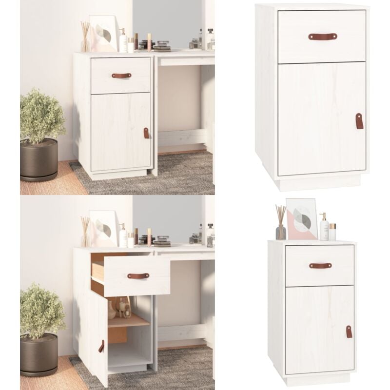 Vidaxl - Armoire de bureau Blanc 40x50x75 cm Bois massif de pin - Meuble De Bureau - Armoire De Rangement - Meuble Design - Bibliothèque - Commode