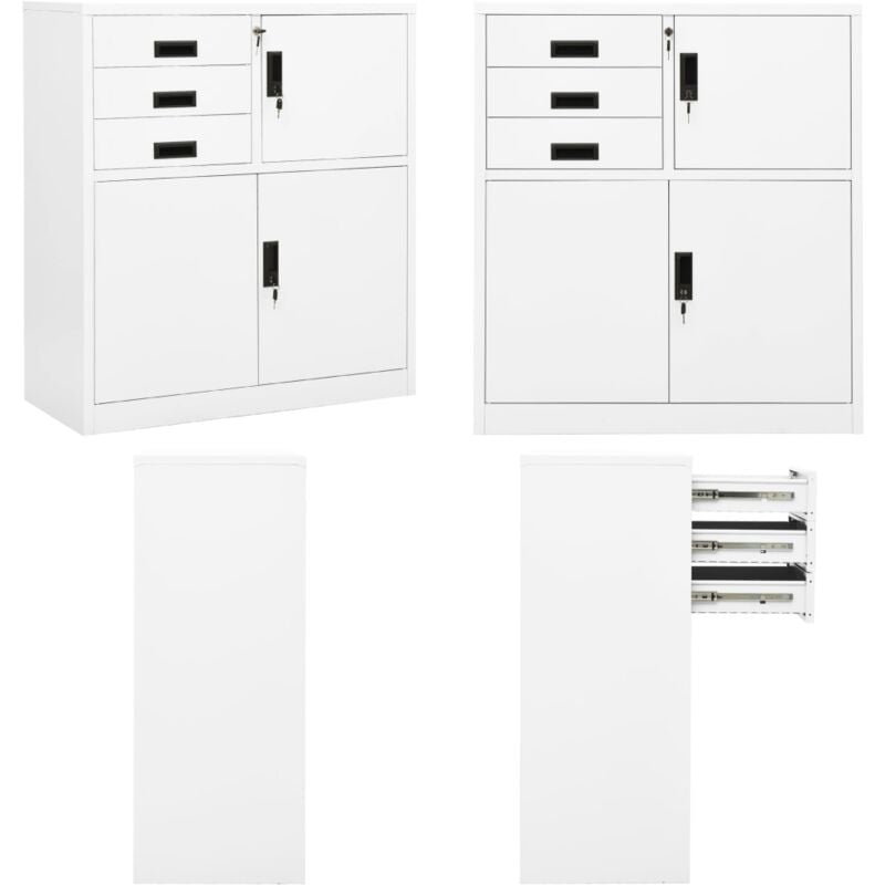 Vidaxl - Armoire de bureau Blanc 90x40x102 cm Acier - Armoire De Bureau - Classeur - Rangement Dossier - Acier - Blanc - Home & Living
