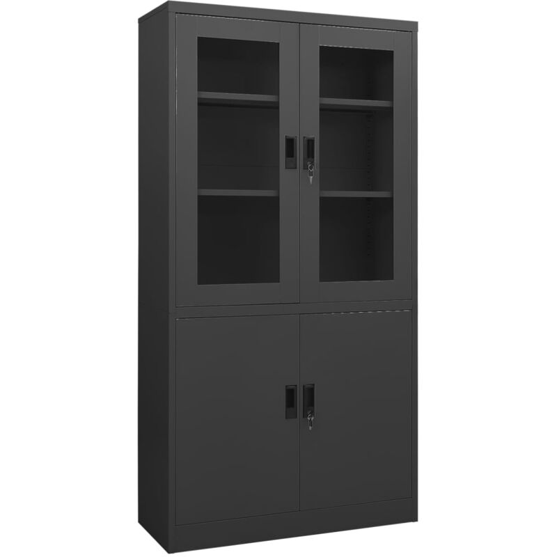 Armadio Per Ufficio Antracite 90x40x180 Cm In Acciaio - Vidaxl