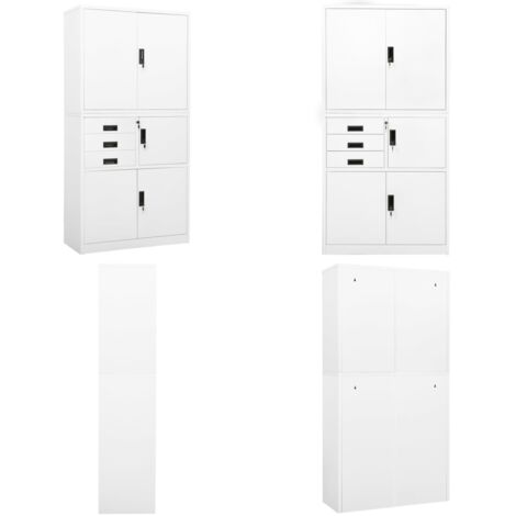 Armoire de bureau Blanc 90x40x180 cm Acier - Meuble De Bureau - Armoire De Rangement - Armoire Métallique - Classeur - Organisation De Bureau - Home & Living