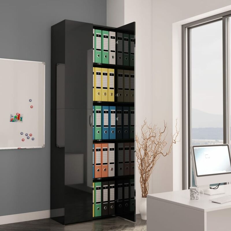 Nova - La garde-robe de bureau avec 2 portes et en bois de différentes couleurs Couleur : Noir brillant