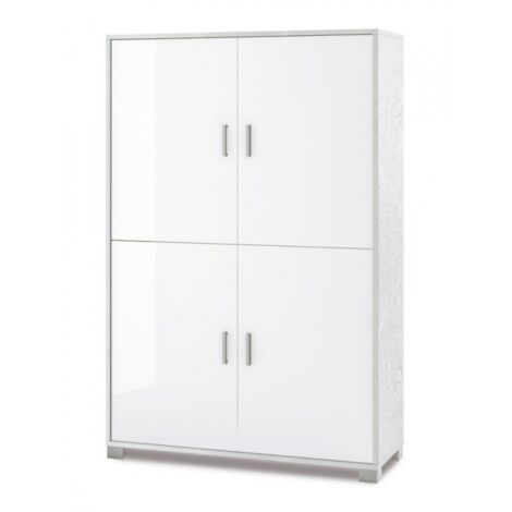 Armoire de bureau blanche à quatre portes et étagères 107x41x h162 cm