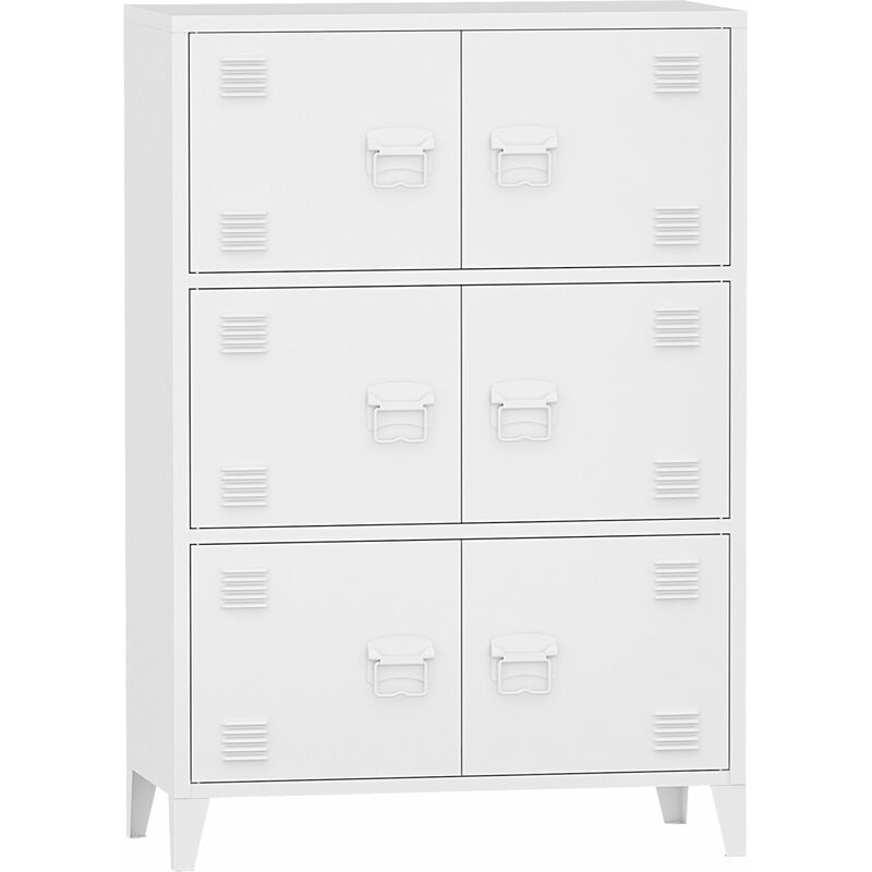 Armoire de bureau casier de bureau meuble de rangement pour salon bureau chambre atelier métallique acier 113 x 80 x 40 cm blanc