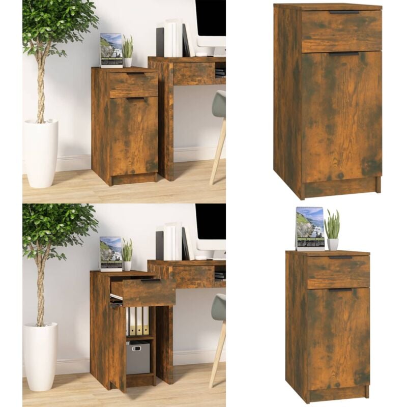 Armoire de bureau Chêne fumé 33,5x50x75 cm Bois d'ingénierie - Meuble De Bureau - Armoire De Rangement - Meuble De Salle De Travail - Rangement
