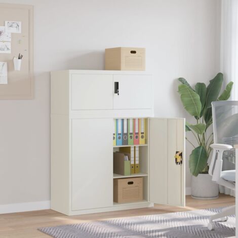 Armoire de bureau, Classeur blanc 90x40x130 cm acier WFE384629 DESIGN IN
