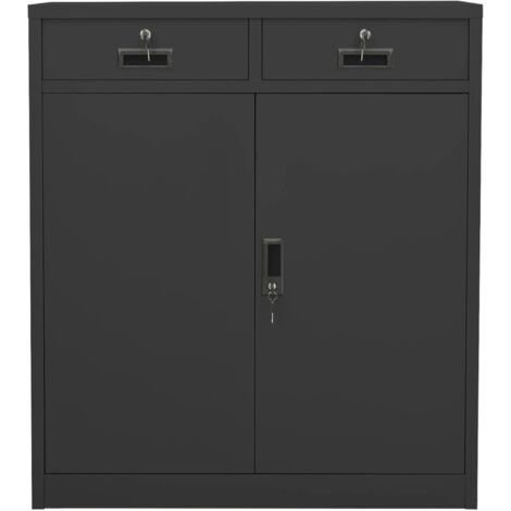 Armoire de bureau Design moderne, Armoire Etagère de rangement, Anthracite 90x40x102 cm Acier OIB6615E