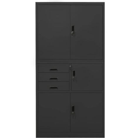 Armoire de bureau Design moderne, Armoire Etagère de rangement, Anthracite 90x40x180 cm Acier OIB3980E