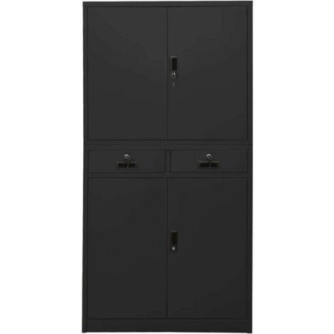 Armoire de bureau Design moderne, Armoire Etagère de rangement, Anthracite 90x40x180 cm Acier OIB4981E