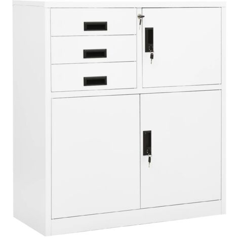 Armoire de bureau Design moderne, Armoire Etagère de rangement, Blanc 90x40x102 cm Acier OIB6603E