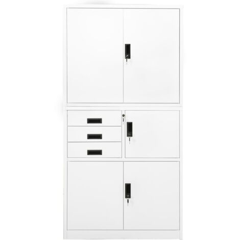 Armoire de bureau Design moderne, Armoire Etagère de rangement, Blanc 90x40x180 cm Acier OIB1093E