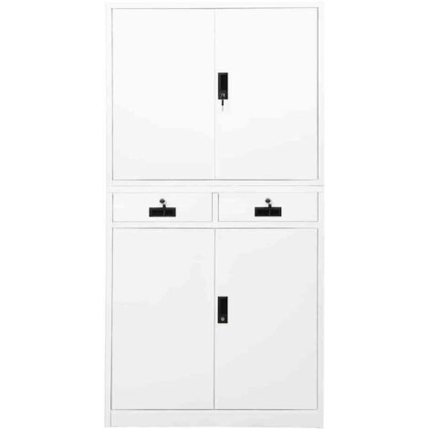 Armoire de bureau Design moderne, Armoire Etagère de rangement, Blanc 90x40x180 cm Acier OIB6982E