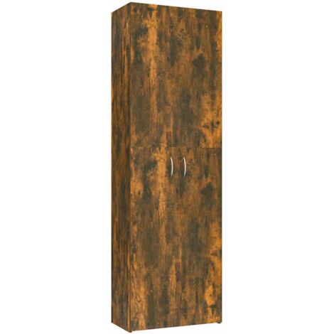 Armoire de bureau Design moderne, Armoire Etagère de rangement, Chêne fumé 60x32x190 cm Bois d'ingénierie OIB3815E
