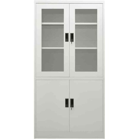 Armoire de bureau Design moderne, Armoire Etagère de rangement, Gris clair 90x40x180 cm Acier OIB4986E
