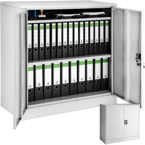 Armoire de bureau en acier 2 étagères réglables hauteur gris