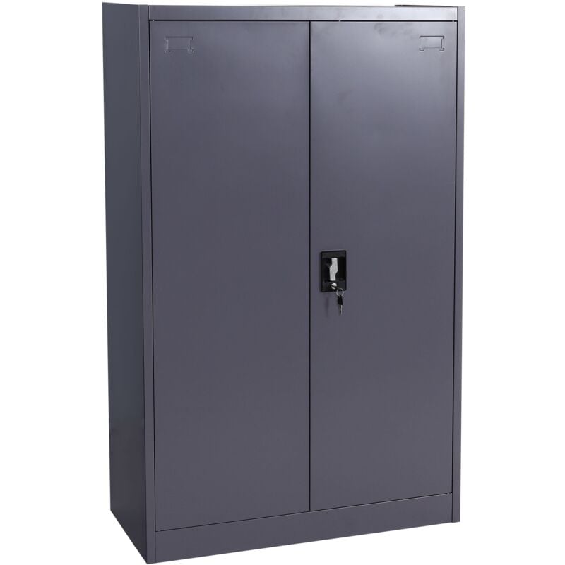 Armoire de bureau en acier 2 portes verrouillables en métal 140x90x40 cm gris foncé 040006412
