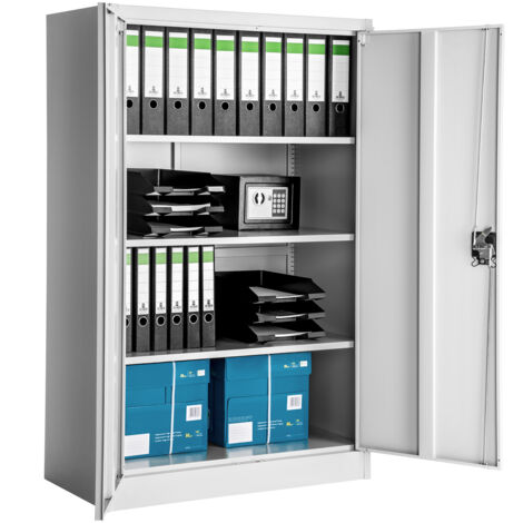 Tectake – Armoire d'atelier métallique 3 étagères réglables 90x40x140 cm – Acier revêtu – Capacité 40 kg par niveau – Verrouillable avec 2 clés