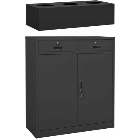 Armoire de bureau et jardinière Anthracite 90x40x125 Acier 2
