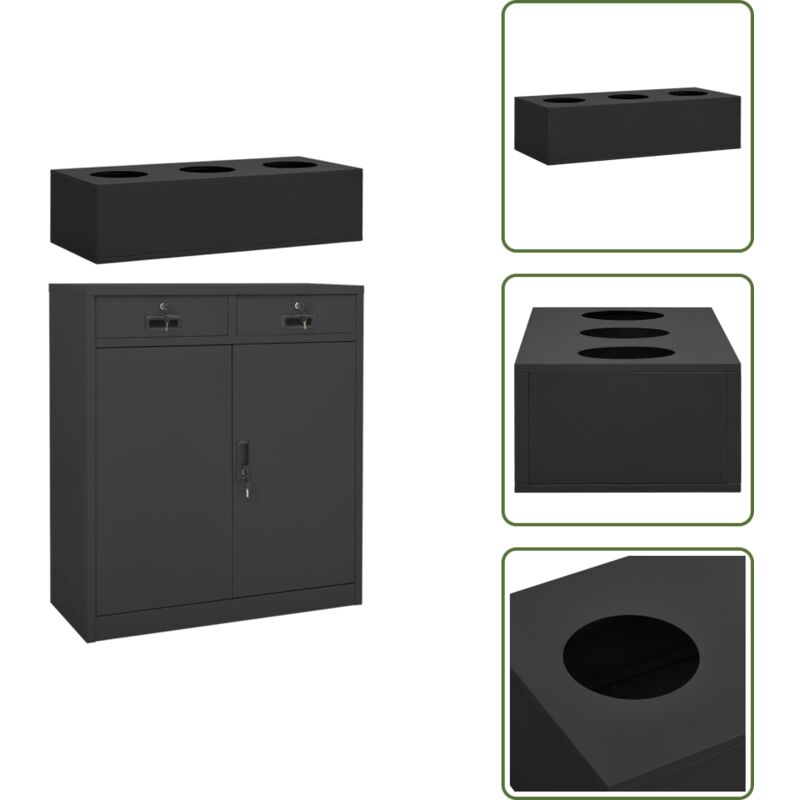 Armoire de bureau et jardinière Anthracite 90x40x125 cm Acier - Armoire De Bureau - Meuble De Rangement - Jardinière - Mobilier De Bureau - Meuble