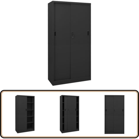 Armoire de bureau et porte coulissante Anthracite 90x40x180 cm - Armoire De Bureau - Meuble De Rangement - Classeur - Armoire Métallique - Armoire Anthracite