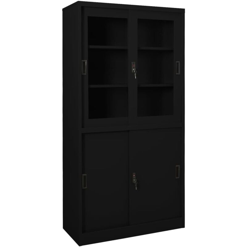 vidaXL Armoire de bureau et porte coulissante Blanc 90x40x180 cm Acier