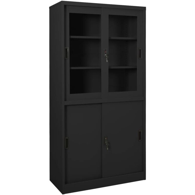 Armoire de bureau et porte coulissante Anthracite 90x40x180 cm Vidaxl