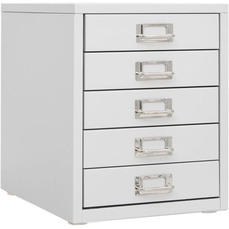 Classeur à 5 Tiroirs Métal Dossiers Armoire Bureau Rangement Blanc/Noir vidaXL