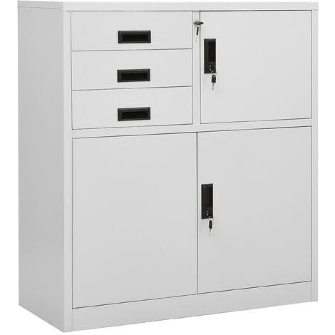 Armoire de bureau Gris clair 90x40x102 Acier