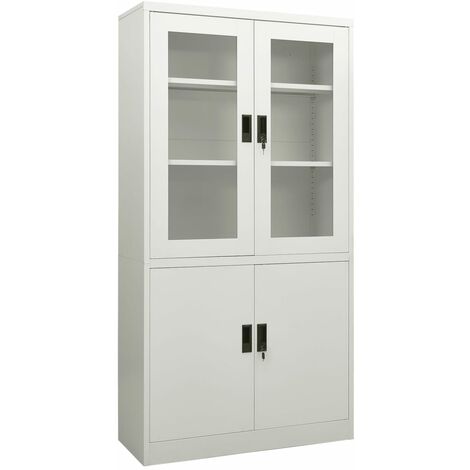 Armoire de bureau Gris clair 90x40x180 Acier 2