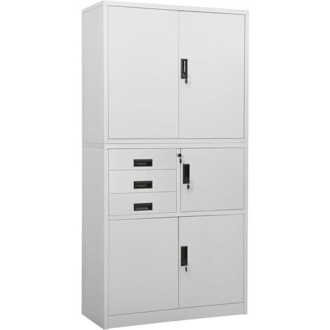 Armoire de bureau Gris clair 90x40x180 Acier 3