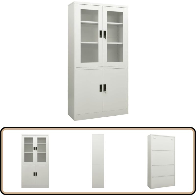 Vidaxl - Armoire de bureau Gris clair 90x40x180 cm Acier - Armoire De Bureau - Meuble De Classement - Rangement Documents - Dossier - Porte Vitrée