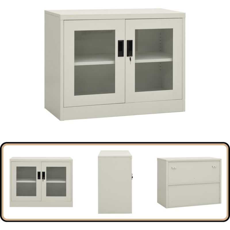 Armoire de bureau Gris clair 90x40x70 cm Acier - Meuble De Classement - Armoire De Bureau - Armoire Métallique - Rangement Documents - Organisation