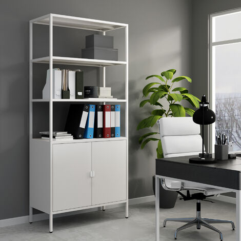 Armoire de bureau casier de bureau meuble de rangement pour salon bureau  chambre atelier acier laqué 90 x 40 x 90 cm gris foncé