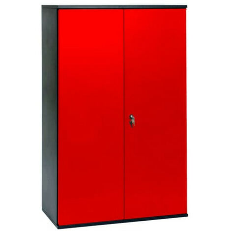 Armoire de bureau métallique 2 portes rouge et noir Folia L 80 x H 105 x P 41 cm