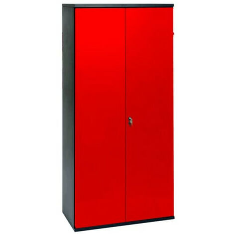 Armoire de bureau métallique 2 portes rouge et noir Folia L 80 x H 160 x P 41 cm