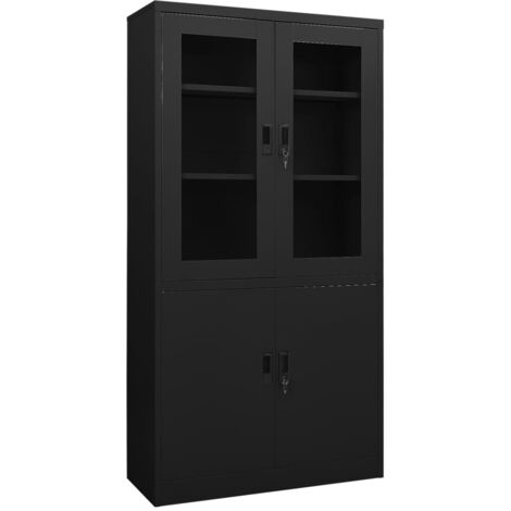 Armoire de bureau, Meuble de bureau Noir 90x40x180 cm Acier WFE795465 DESIGN IN