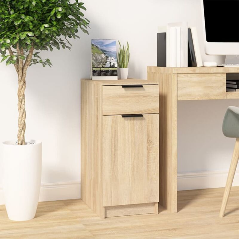 armoire de bureau meuble de rangement - style contemporain chêne sonoma 33,5x50x75 cm bois d'ingénierie bv986303