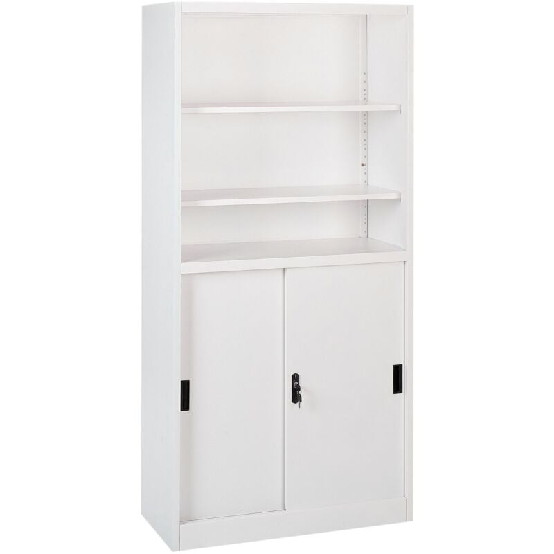 Beliani - Armoire de Bureau Moderne à 2 Portes avec Étagères Ouvertes Verrouillage par Clé en Acier Blanc Muscovite