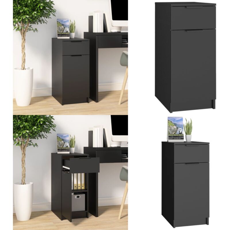 Vidaxl - Armoire de bureau noir 33,5x50x75 cm bois d'ingénierie - Meuble De Bureau - Armoire De Rangement - Meuble De Rangement - Commode - Bureau