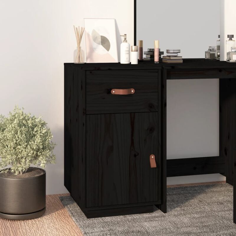 torana - armoire de bureau noir 40x50x75 cm bois massif de pin