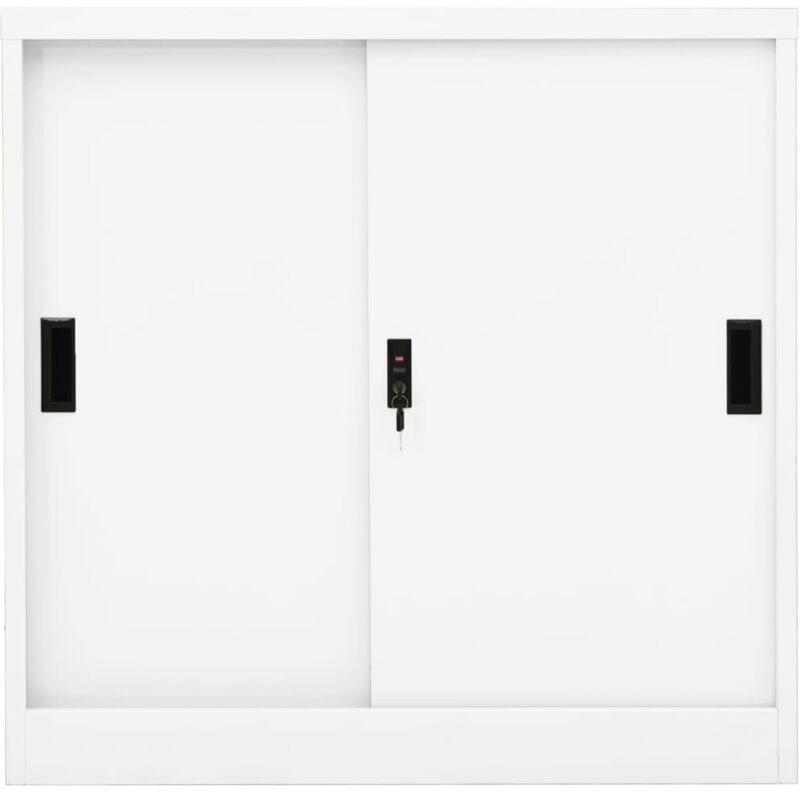 Armoire de bureau avec porte coulissante Blanc 90x40x90cm Acier - Vidaxl