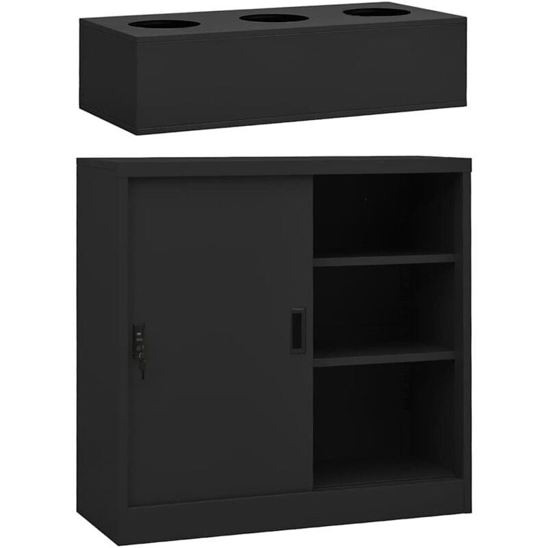 Vidaxl - Armoire à portes coulissantes avec jardinière Anthracite Acier