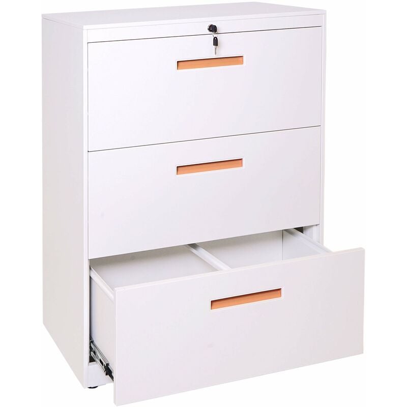 Armoire de bureau rangement en acier A4 tiroirs verrouillable 103x76x46cm blanc 040001030