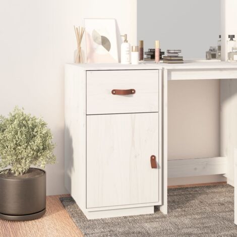 Armoire de bureau-Table de Travail-Bureau d'ordinateur Blanc 40x50x75 cm Bois massif de pin 641056